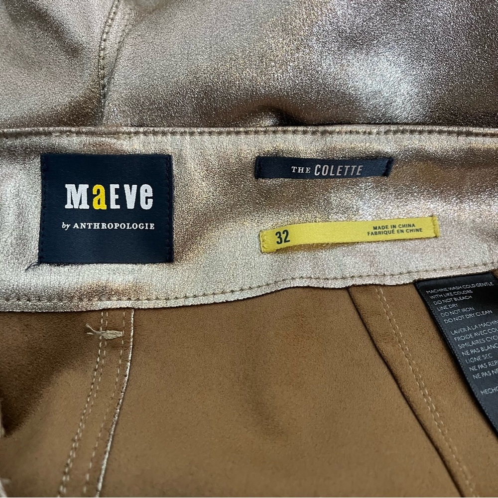 MAEVE x ANTHROPOLOGIE The Colette Metallic Faux Leather Cropped Wide-Leg Pants - Picture 9 of 11